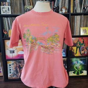 Vintage Pink San Antonio Texas Short Sleeve Tee with Gold Graphic Large